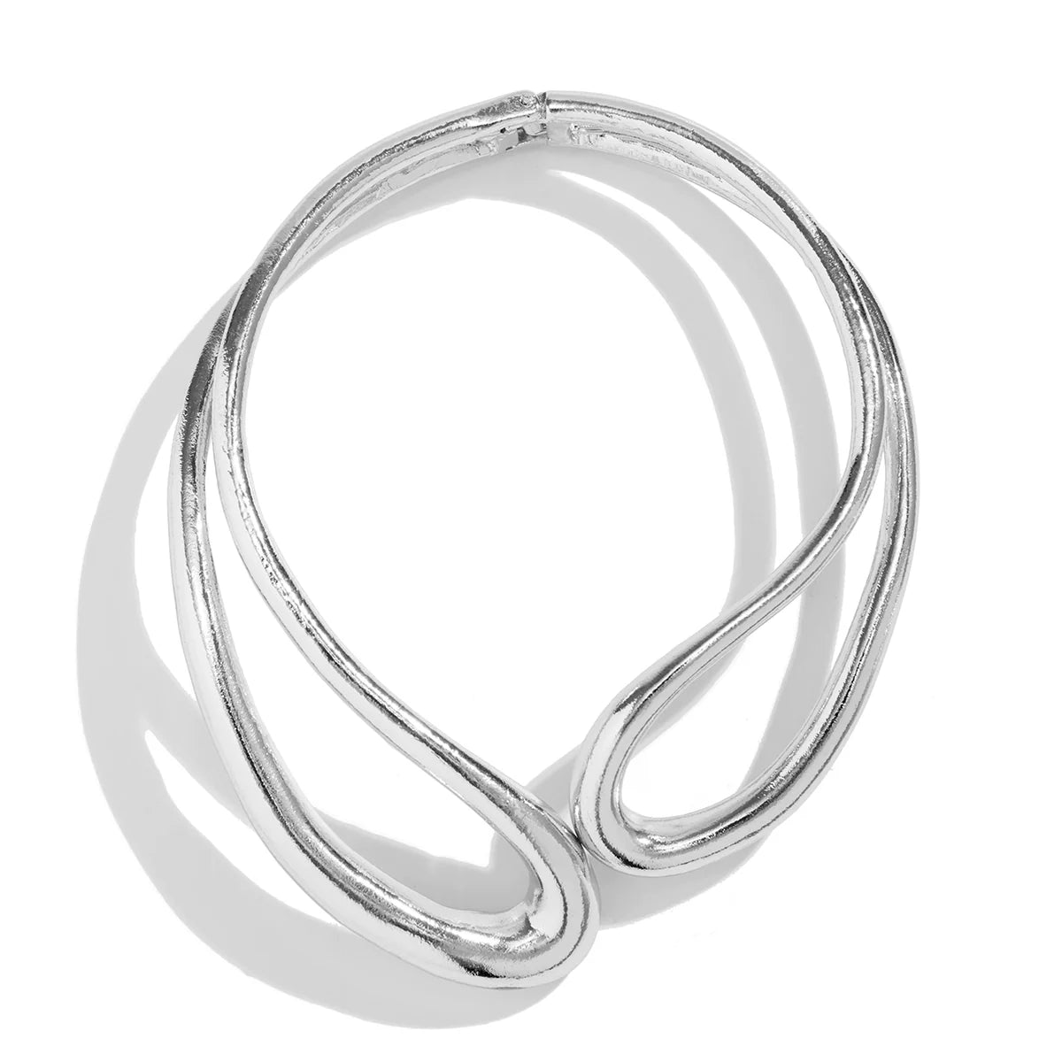 Yaslin Asymmetric Coil Choker - Choker Silver