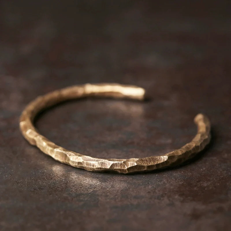 Vihana Textured Brass Cuff Bracelet - Female One Size