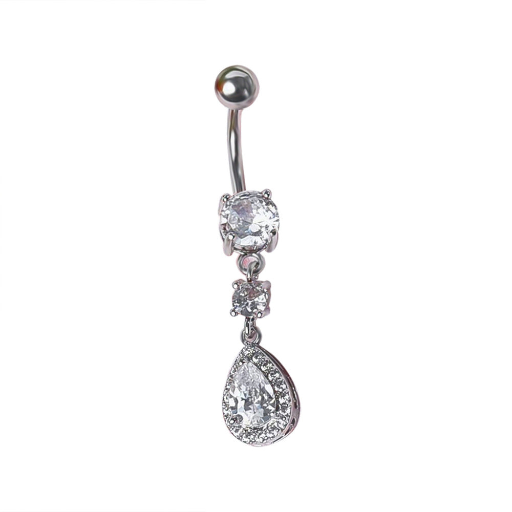 Brie Water Drop Navel Ring - White (Platinum) [JU9NEXTK]