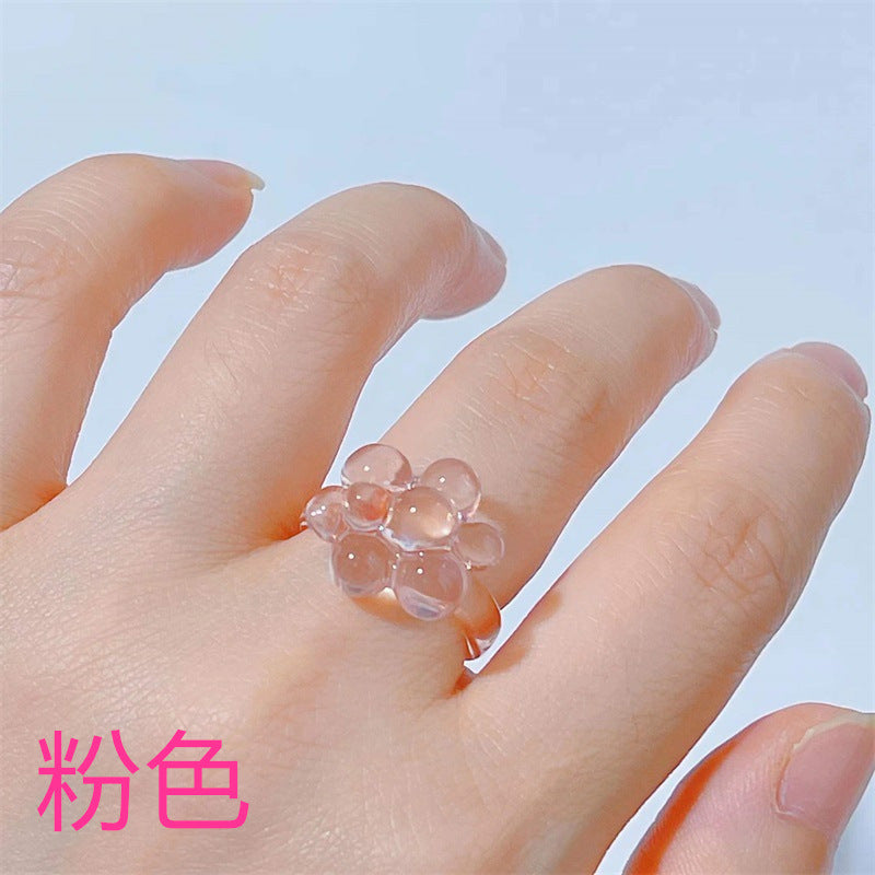 Gionna Acrylic Flower Ring - Small Light Pink [LDKMRU4Y]