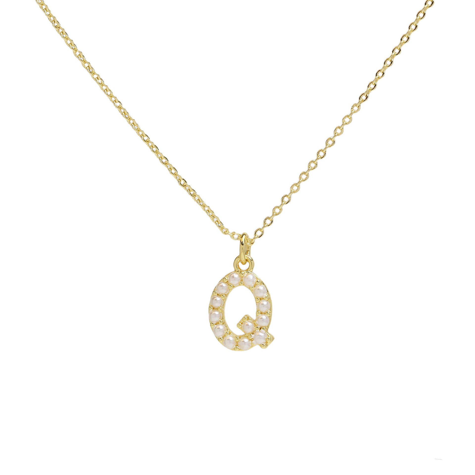 Ayaana Pearl Initial Necklace - Initial Q [WBNQ0M0I]