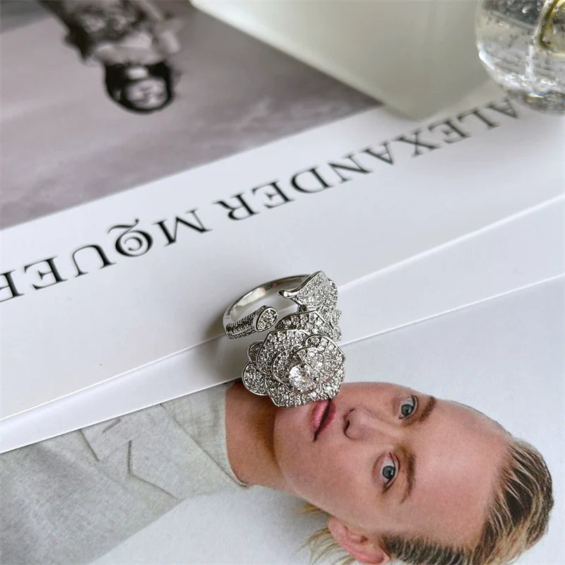 Rosetta Floral Embellished Ring - One Size