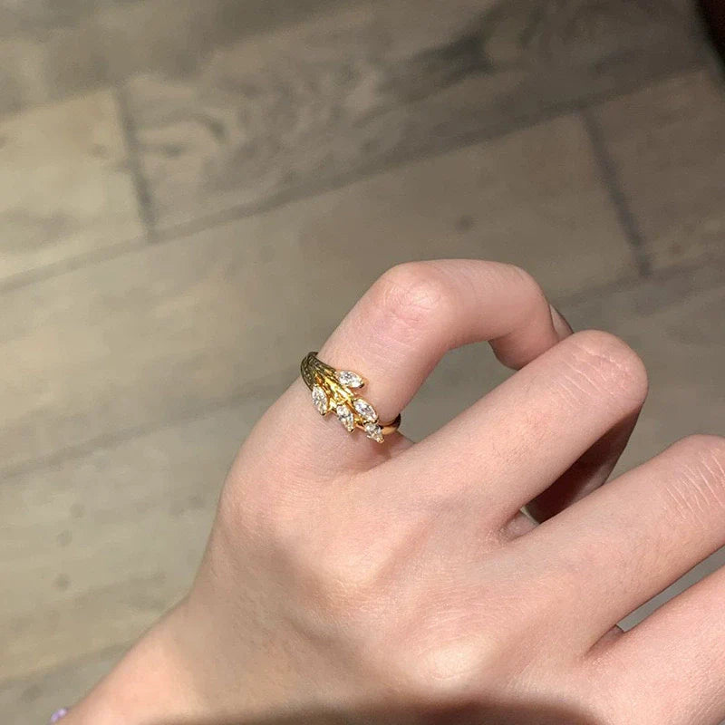 Luci Gold Wheat Open Ring - Gold Wheat Adjustable Open Ring