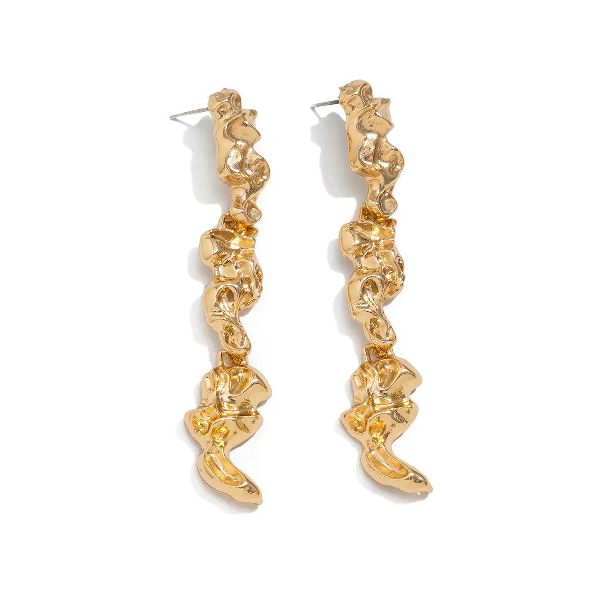 Lilia Irregular Pleated Jewelry Set - Earrings Gold Pair