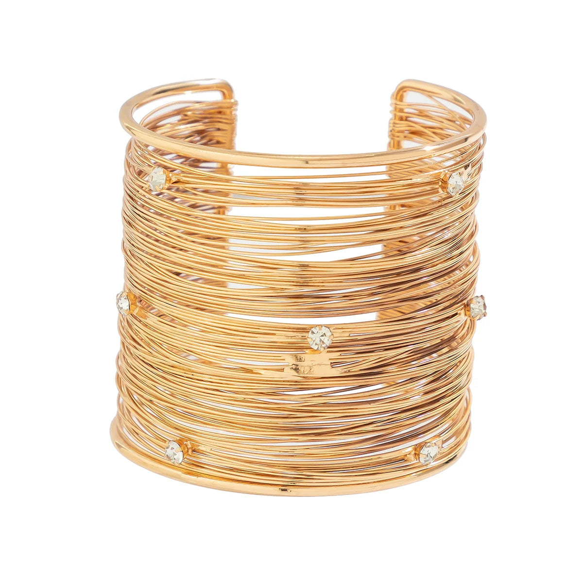 Blimy Wide Crystal Cuff - Gold
