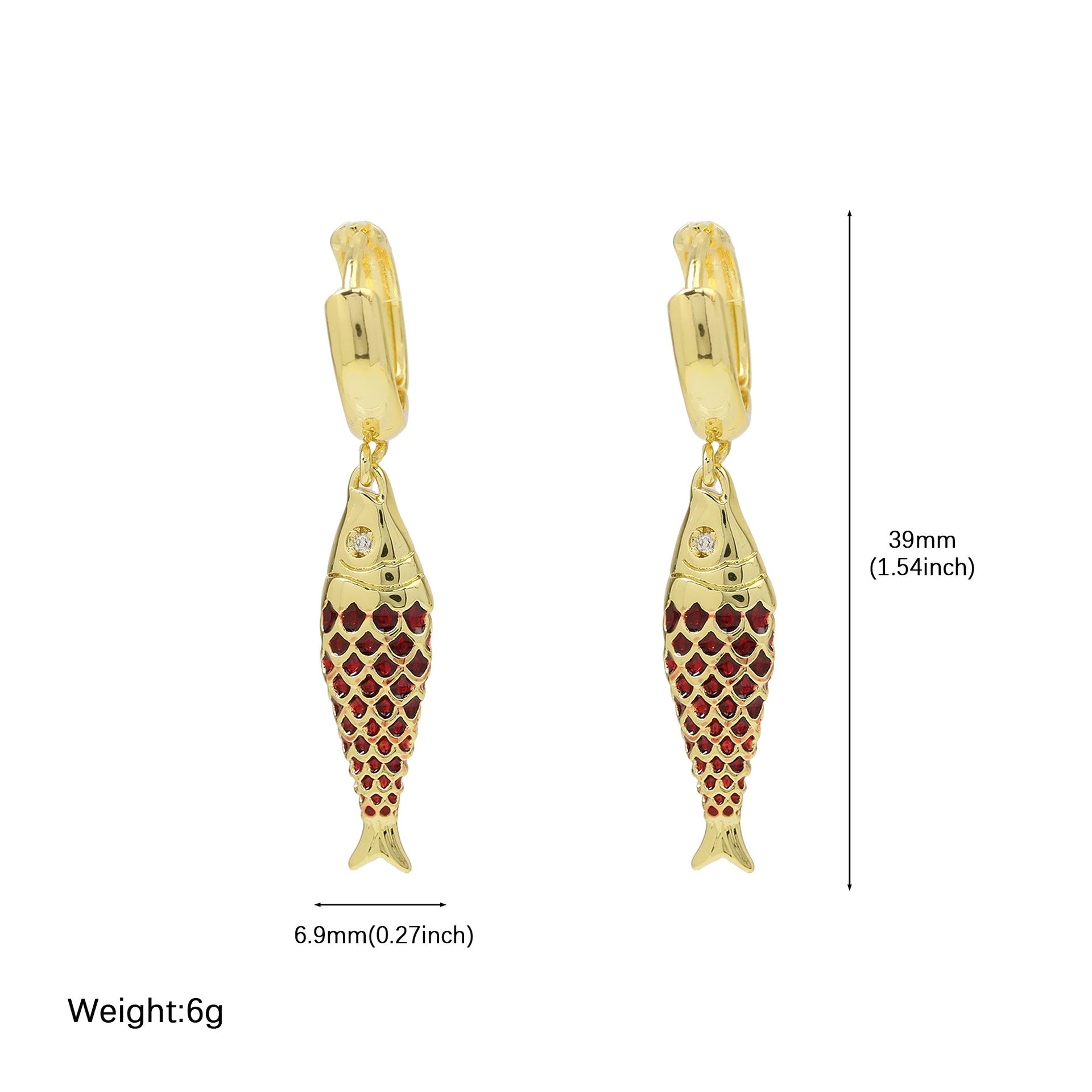 Kim Colorful Koi Earrings - Bright Red [CG3SDX5X]