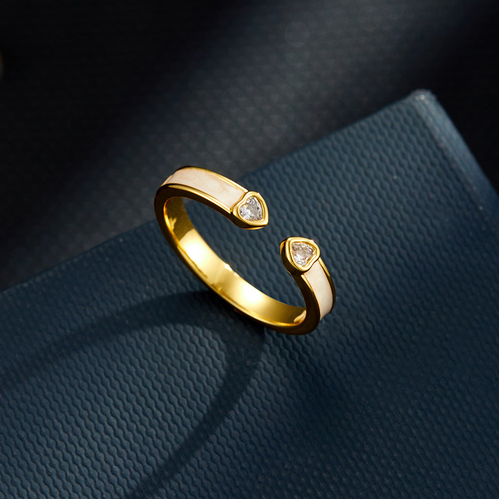 Caylie Heart Enamel Open Ring - Blush Pink [CQ3HB3BB]
