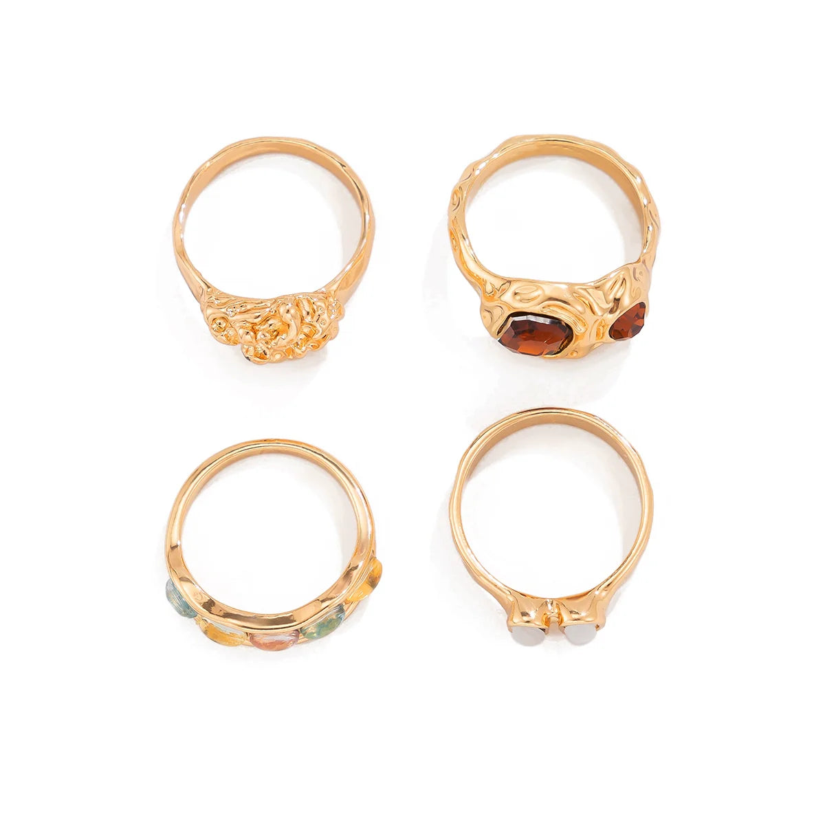 Hudsyn Stackable Gemstone Ring Set - Light Gold