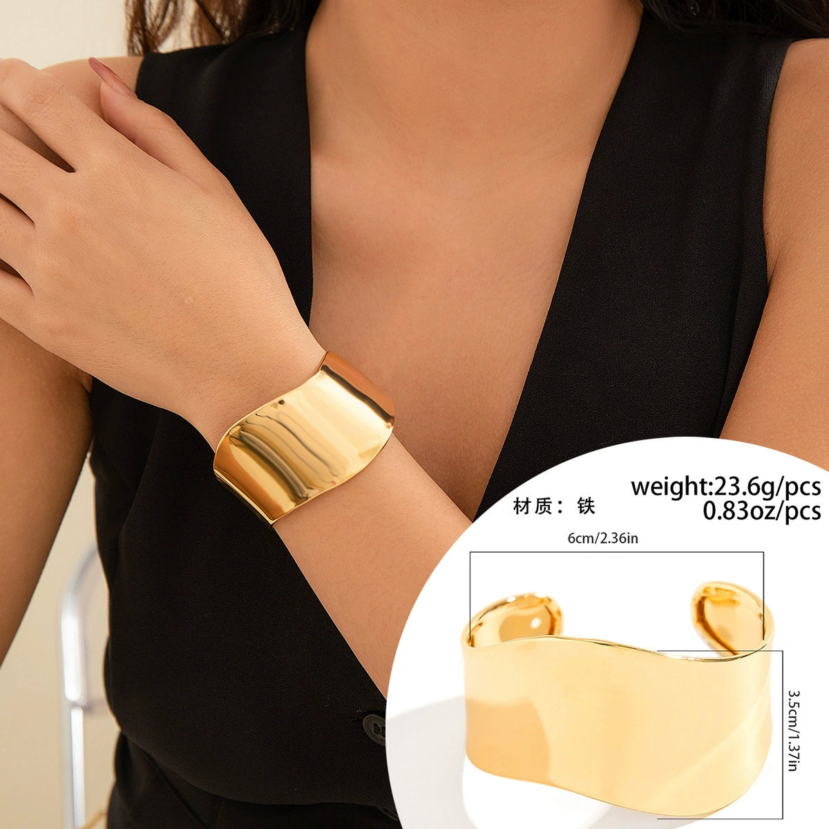 Amberly Asymmetrical Metal Cuff - Gold Style 02 (Variant B) [F3IC06DC]