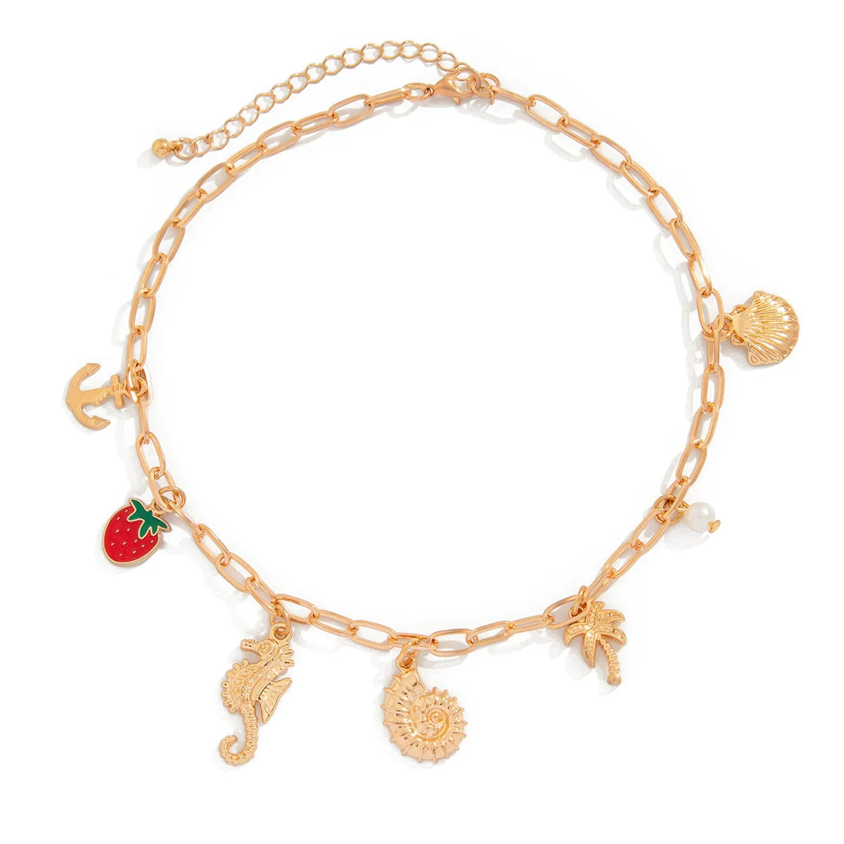 Madigan Charm Pendant Necklace - Seahorse & Strawberry Charm