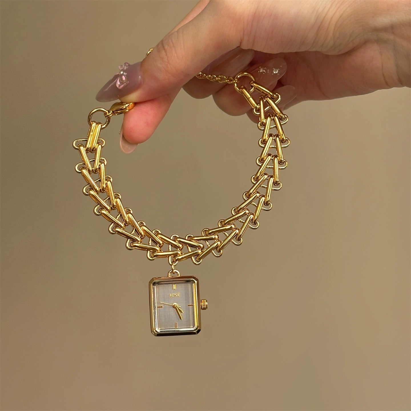 Viviana Square Bracelet Watch - Gold Band Grey Face [XH20L5NJ]