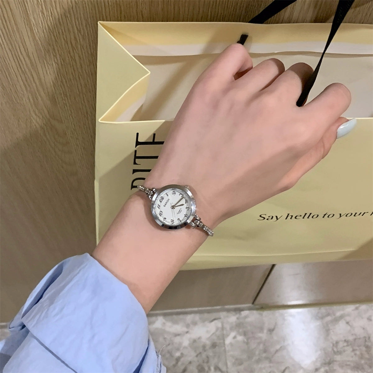 Ophelia Chain Bracelet Watch - Silver Band White Dial (Numeric) [6L7TF77V]