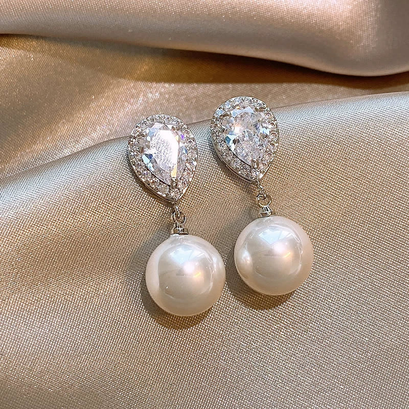 Dream Zirconium Drop Earrings - Silver [5I6RRC68]