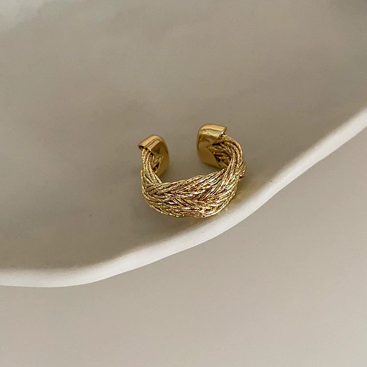 Brystal Woven Twist Ring - Gold