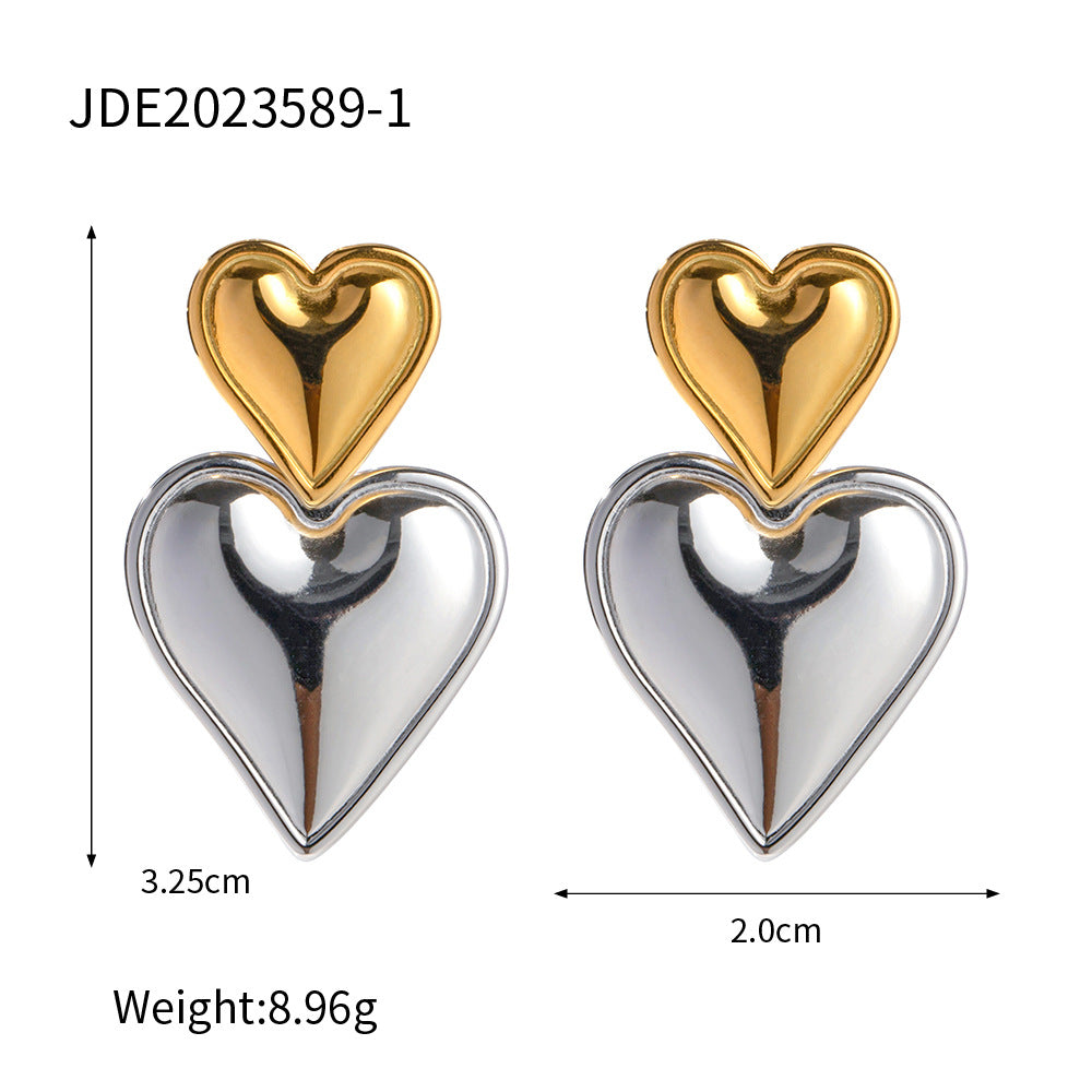Kamilla Two-Tone Heart Earrings - Two-Tone Gold/Silver [SDX7X3K9]