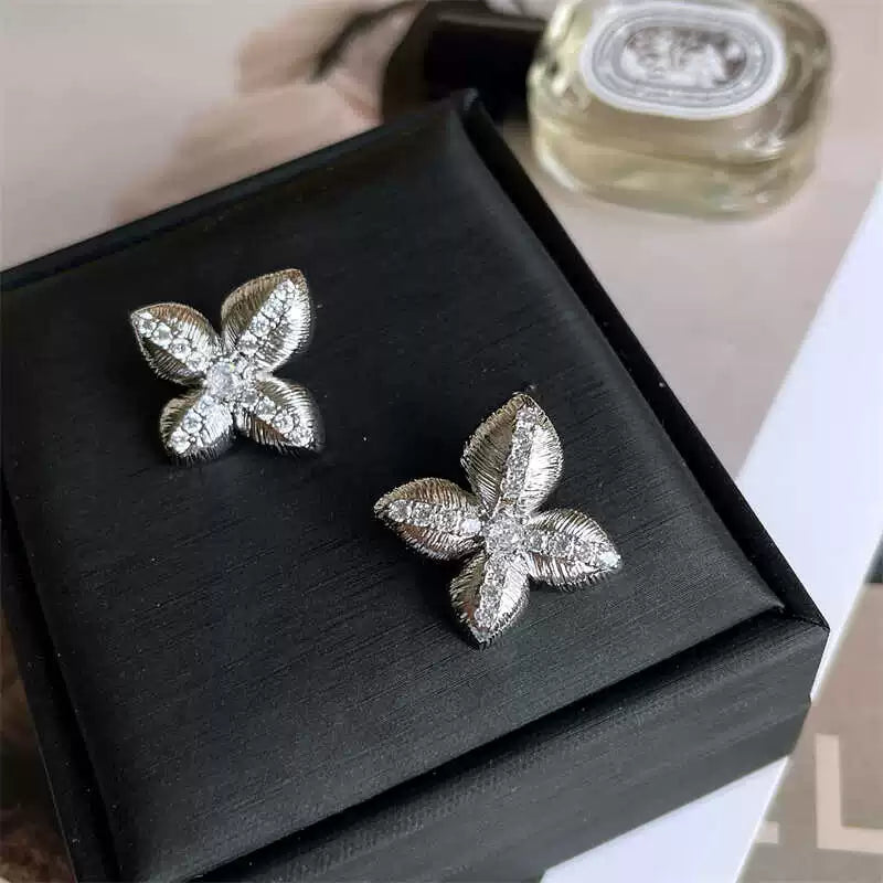 Miral Paved Bloom Earrings - Silver Pair [KD8YAA4V]