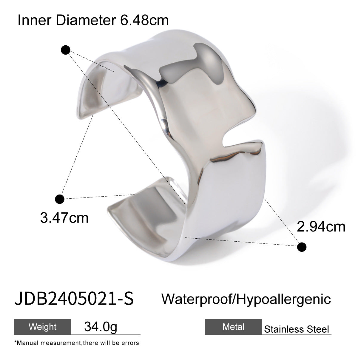 Lindley Bold Open Bracelet - JDB2405021-S [8UN3E4VR]