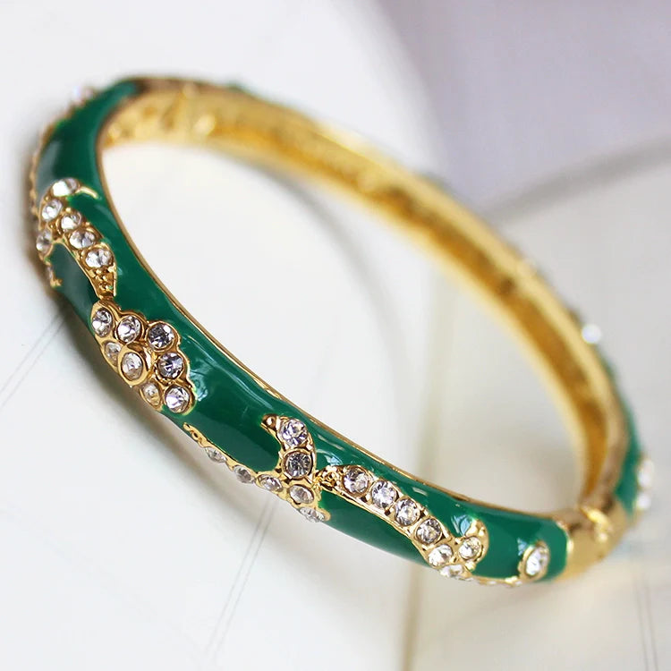 Makennah Cloisonne Enamel Cuff - Green