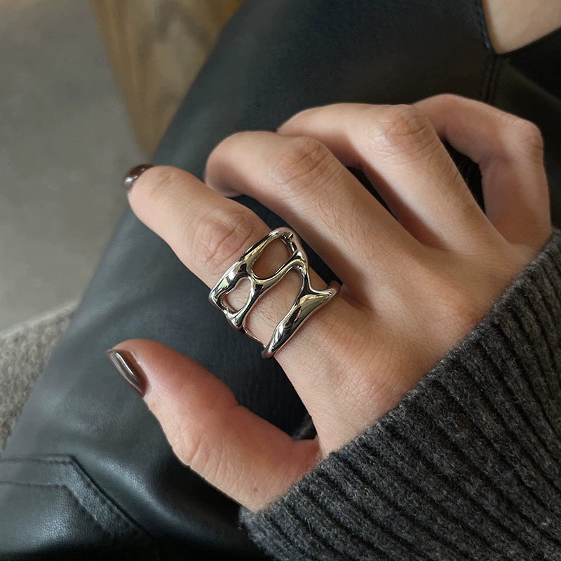 Shawna Asymmetric Stacked Ring - Silver [SJCKTO8Q]