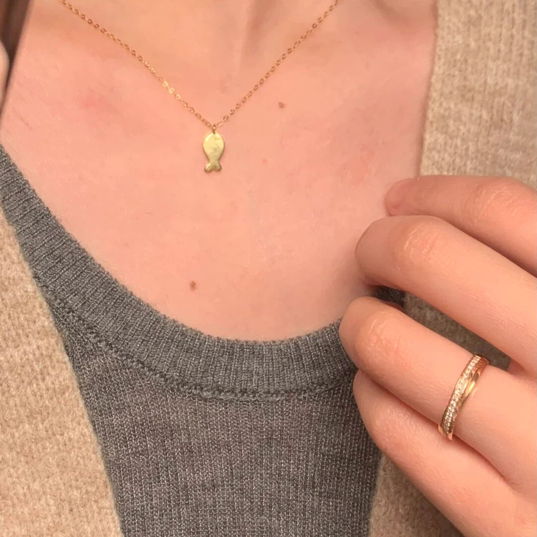 Zoriah Celestial Fish Necklace - Gold Little Fish Necklace (Copper K Gold Plated)
