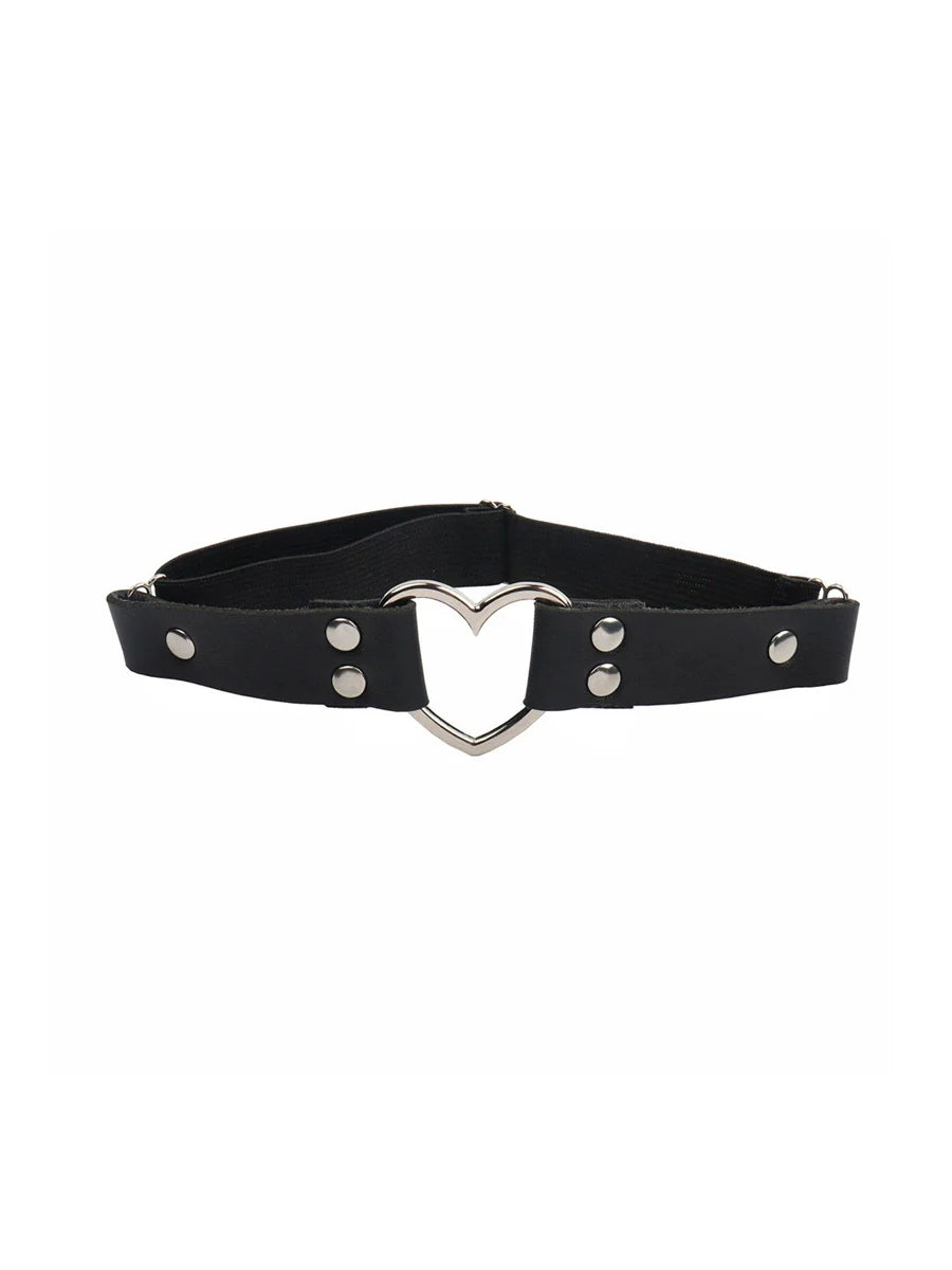 Sana Heart Chain Thigh Harness - Black