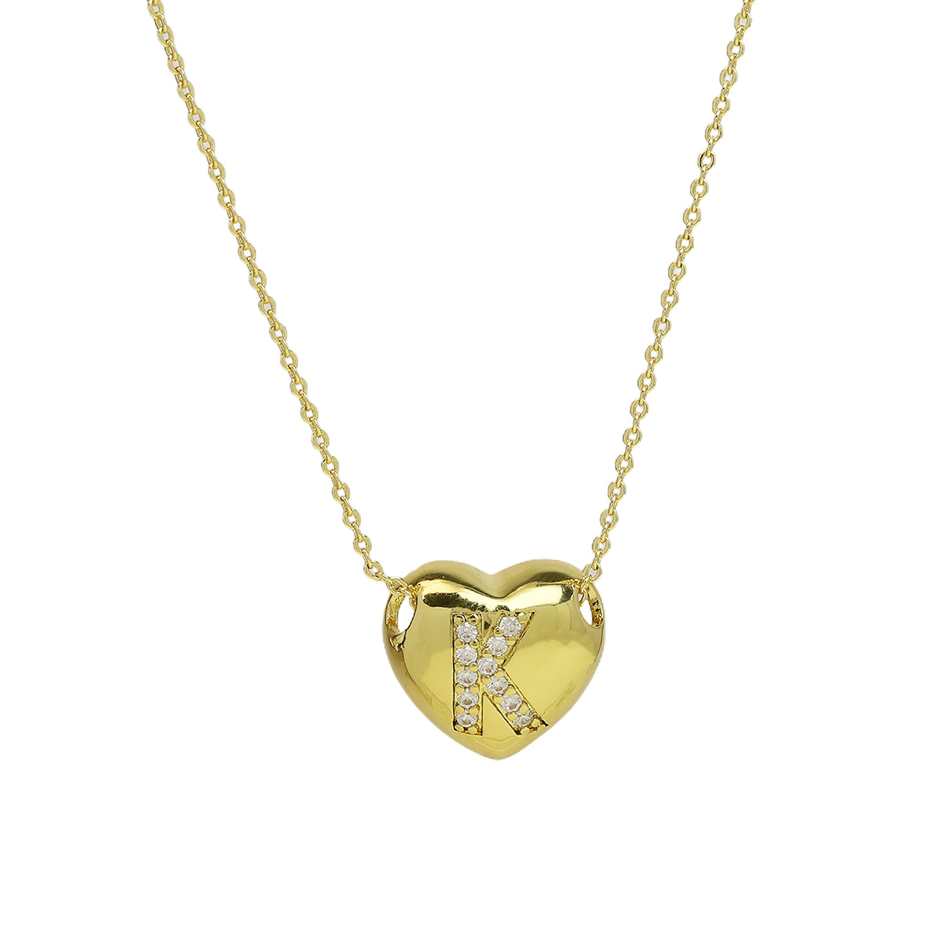 Una Heart Initial Necklace - Letter K [YZ5M0ZRQ]