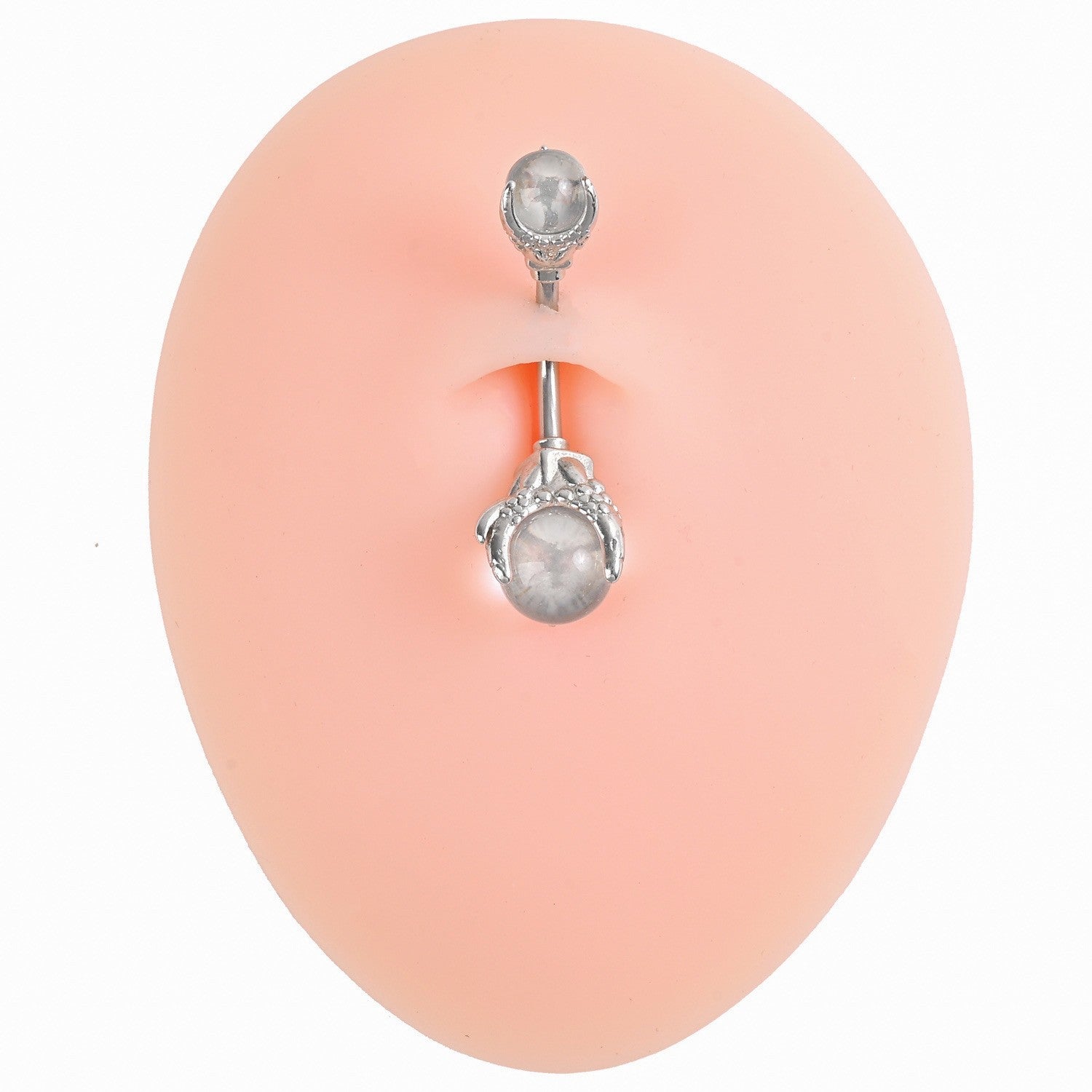 Elanie Amethyst Claw Navel Ring - White [8AZWRGIZ]