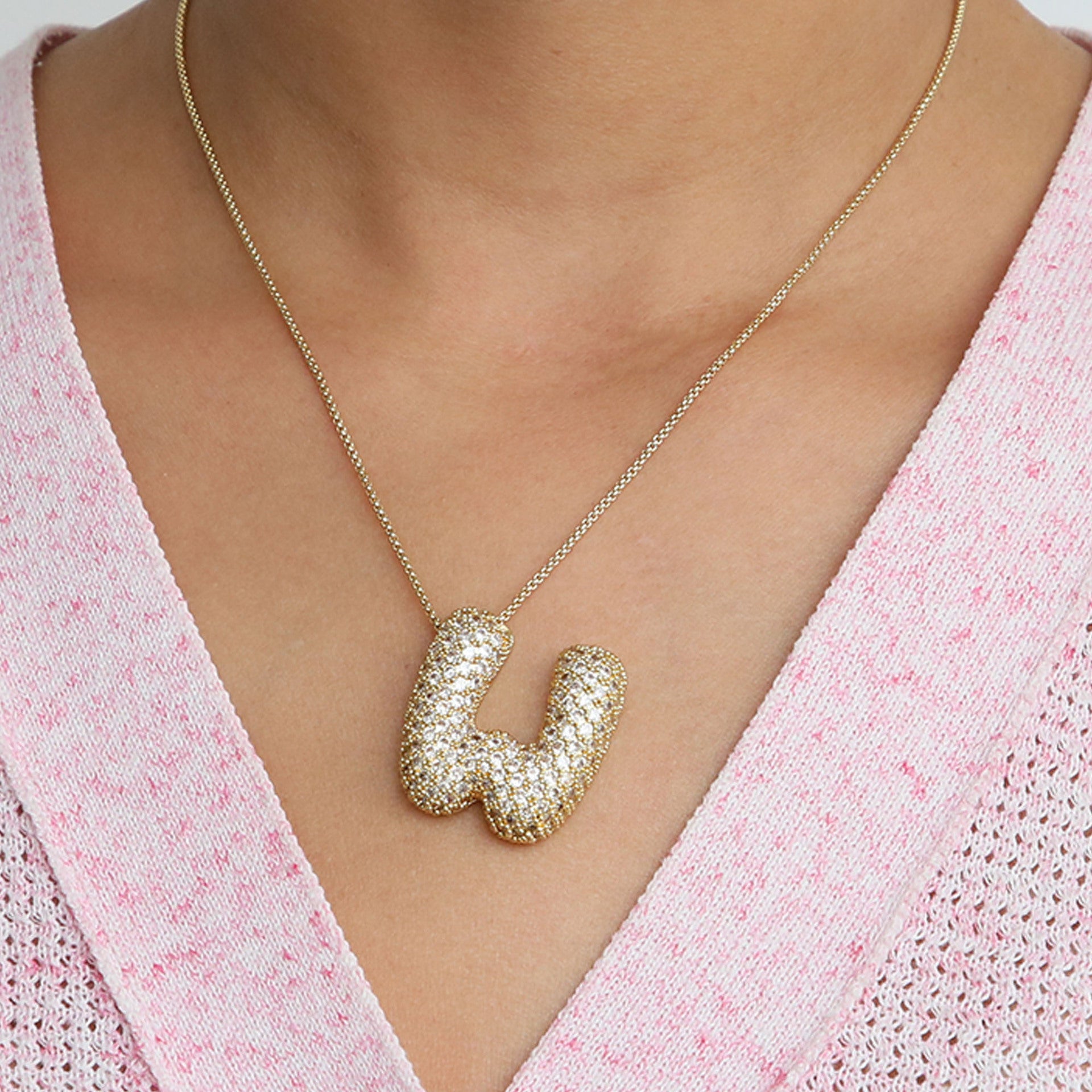 Laiba Bubble Initial Necklace - W [6D5RC1PE]