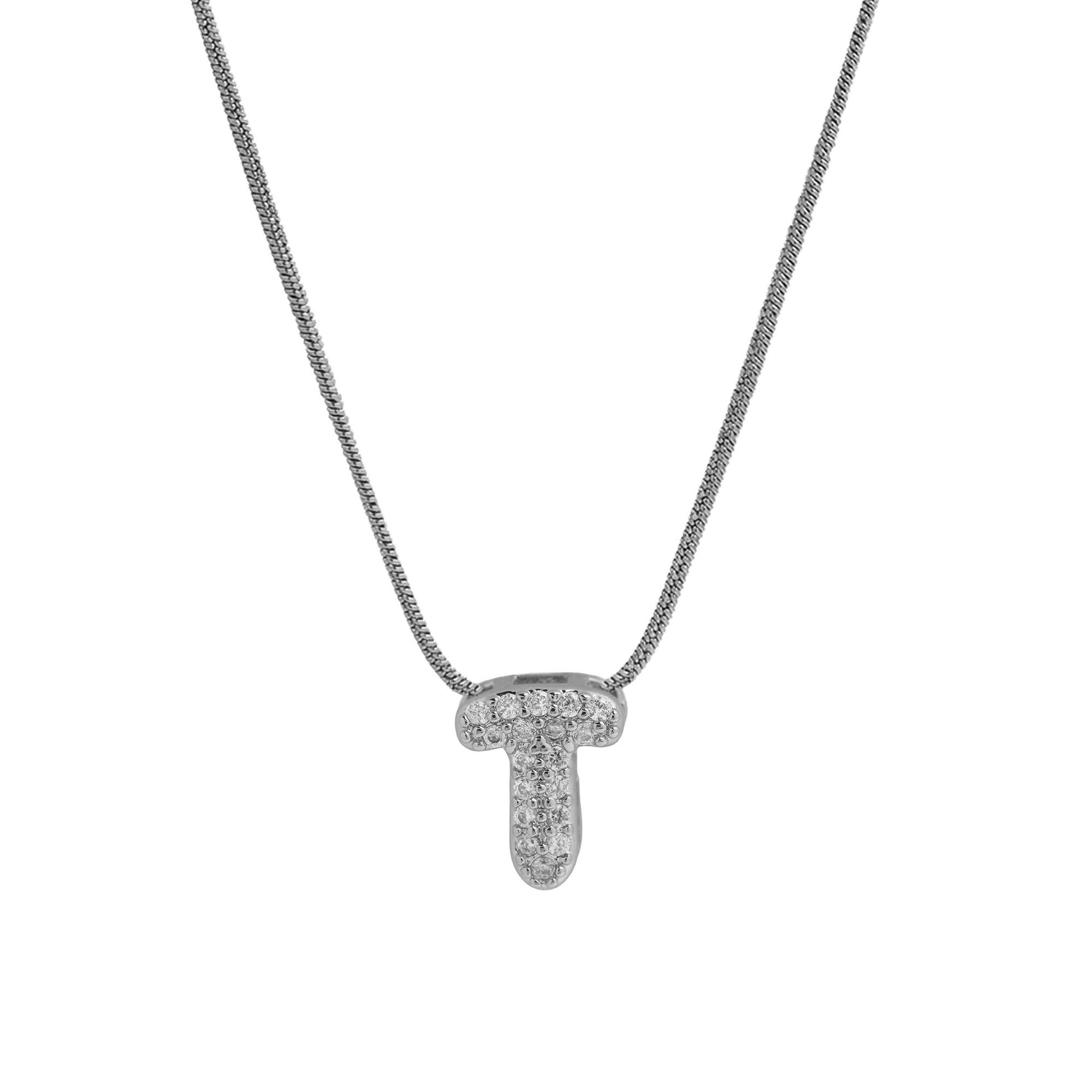 Deborah Initial Snake Necklace - Silver-tone T Initial [ZYIPZJU0]
