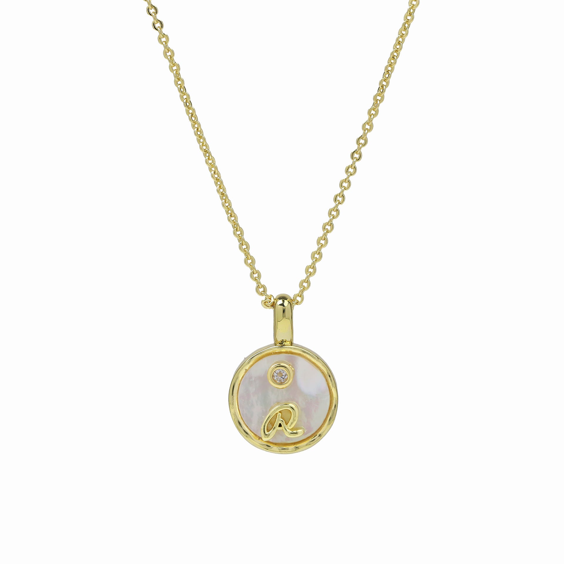 Haset Cursive Initial Pearl Necklace - Initial R [IOAI27PT]