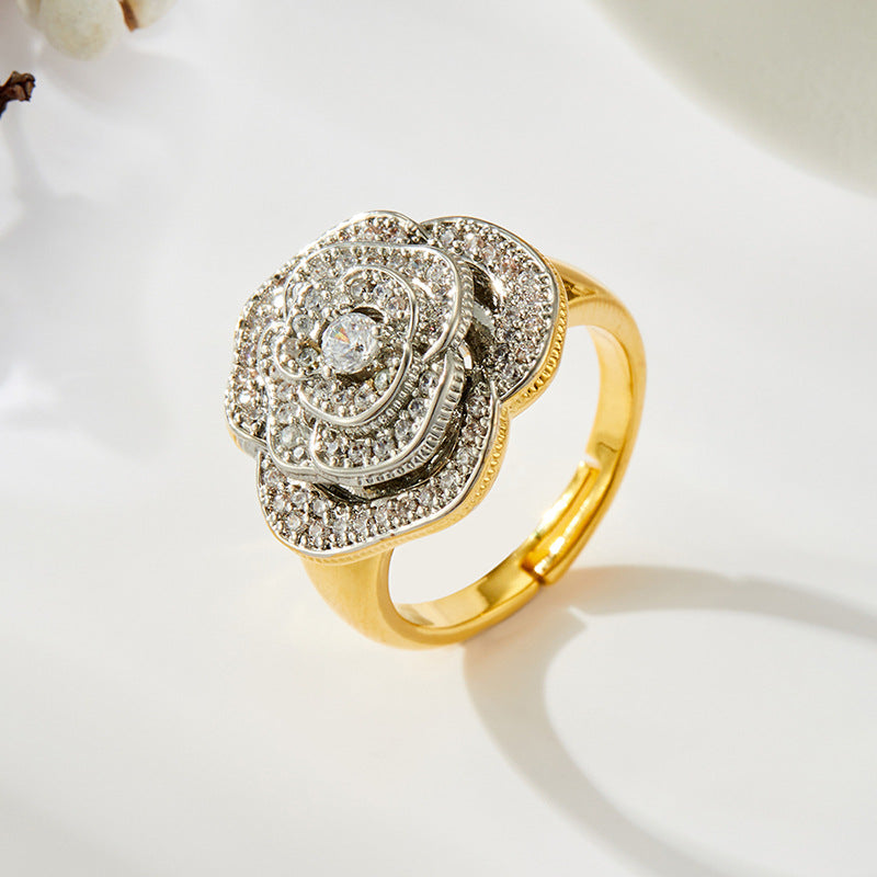 Liv Dual Tone Camellia Ring - Dual Tone Camellia [A1BW9XUY]