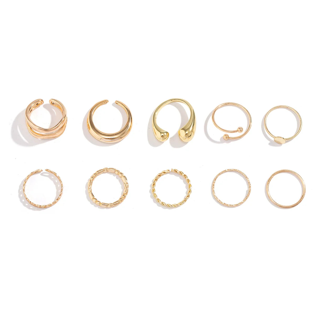 Iyanna Twisted Stacking Ring Set - Light Gold
