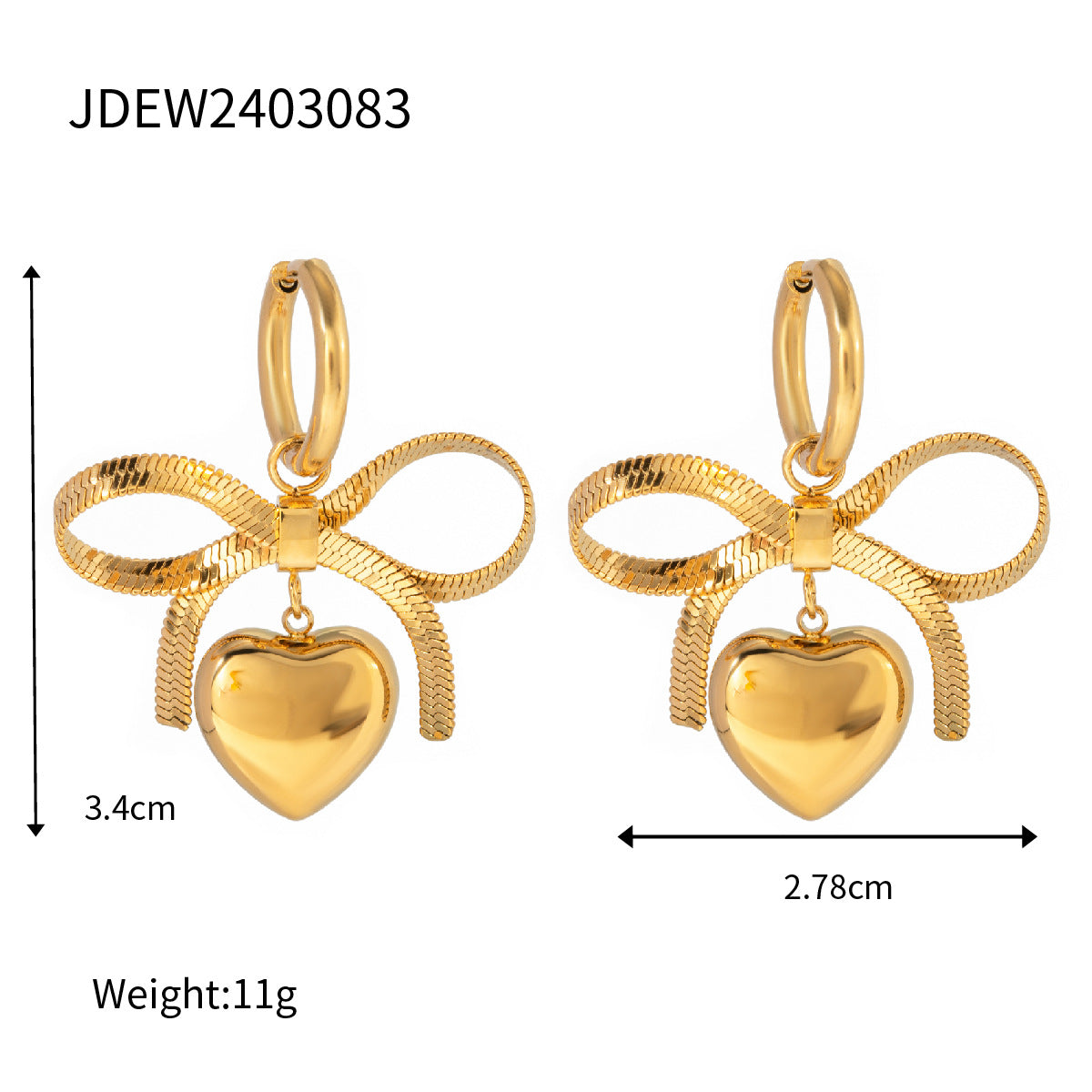 Loreal Delicate Bow Heart Earrings - JDEW2403083 [DGUS3RP1]