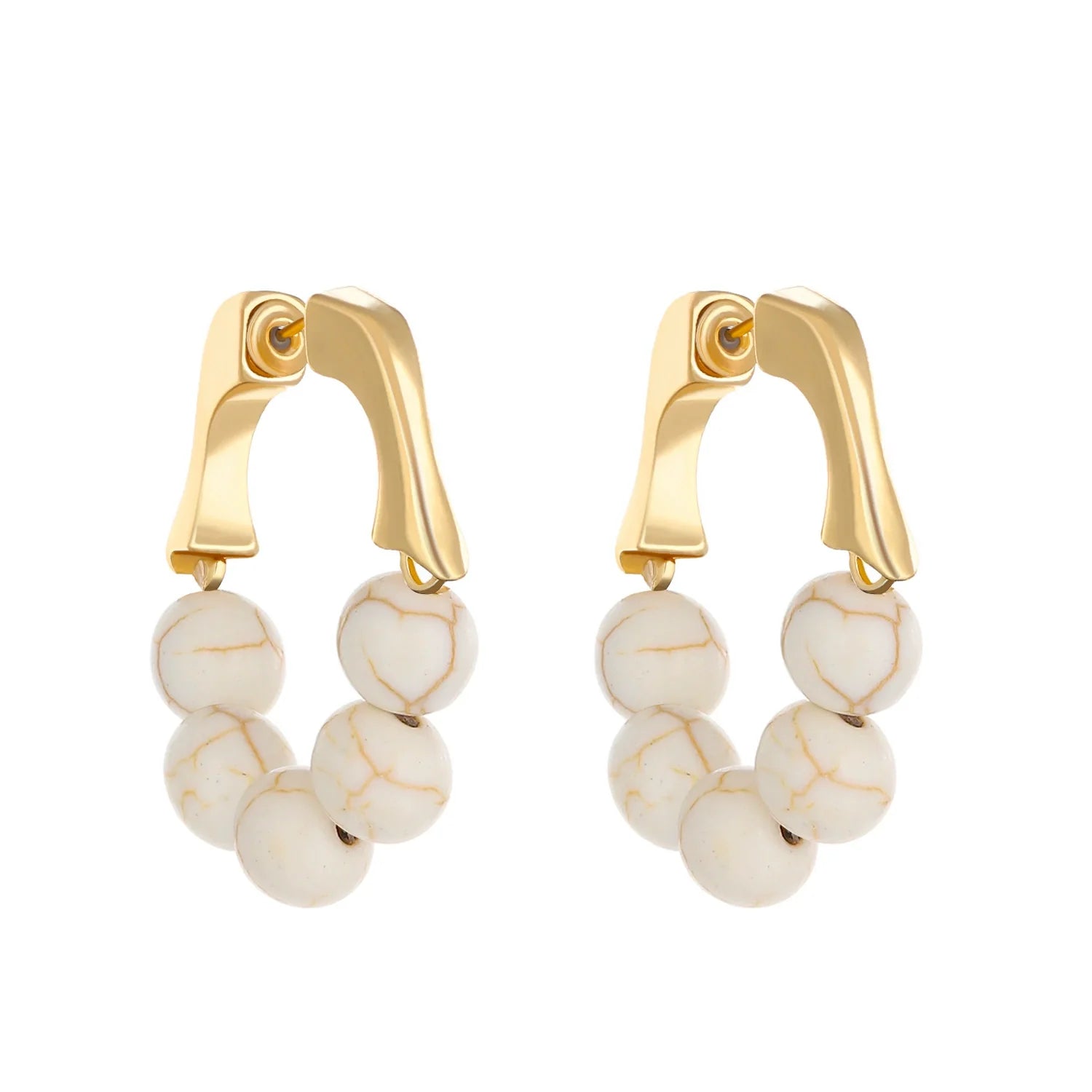 Avianah Classic Bead Earrings - KC Gold/White Pattern