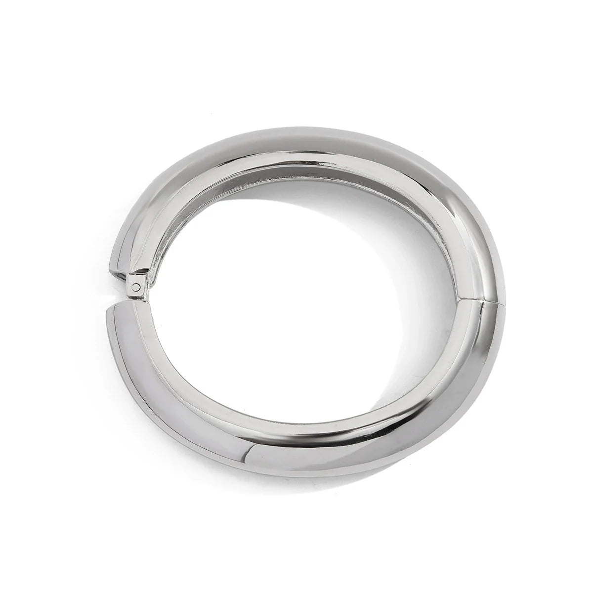 Glory Modern Geometric Bangle - Oval Curved Silver
