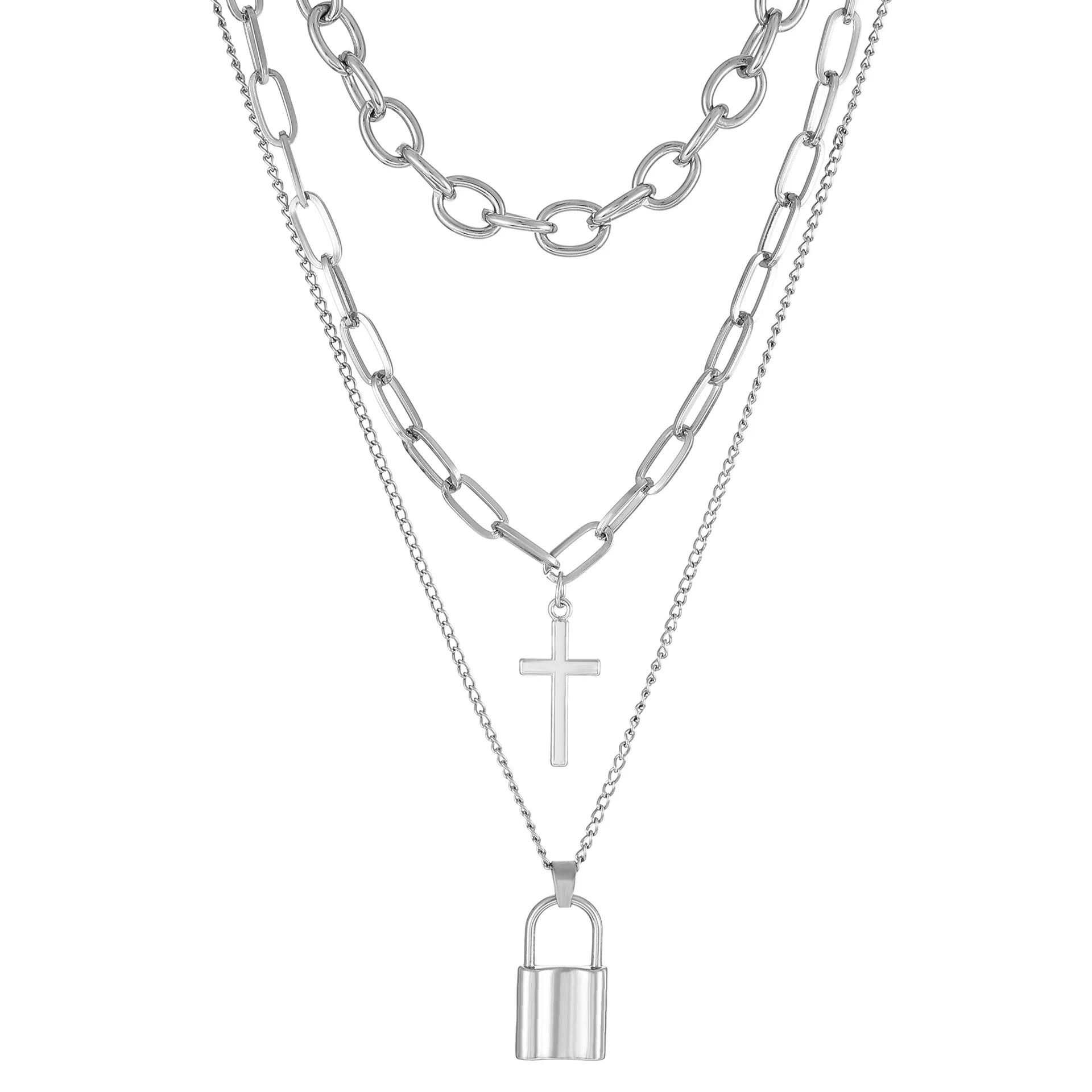 Bridget Pearl Cross Necklace - White Plated D