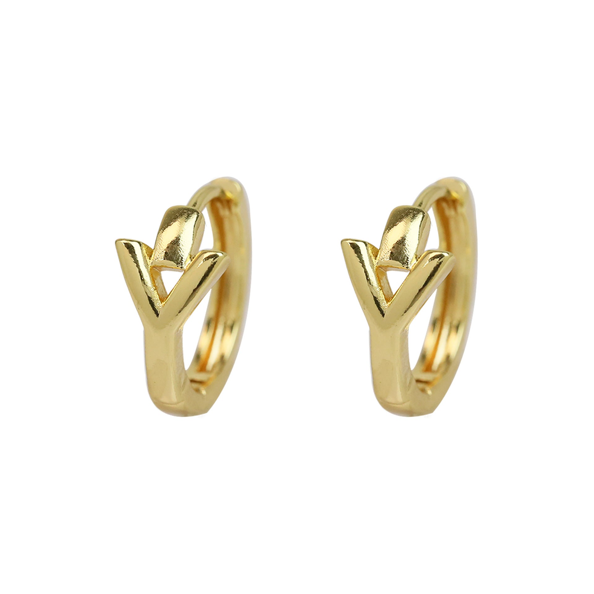 Haylee Gold Letter Stud Earrings - Y [6BWBM44B]