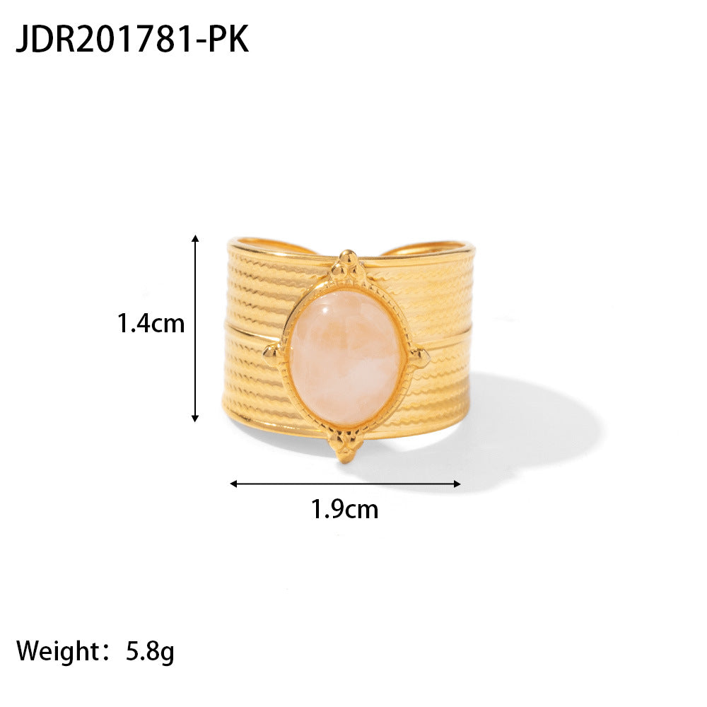 Angelique Adjustable Stone Ring - Pink Stone [KBA2DIY9]
