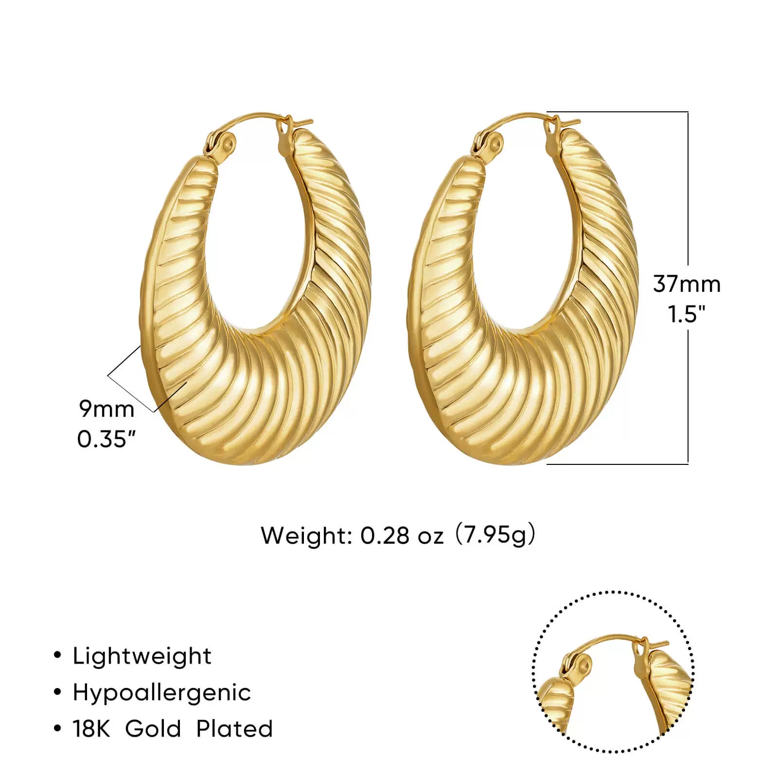 Phoebe Gold Chunky Hoop Earrings - E3401G