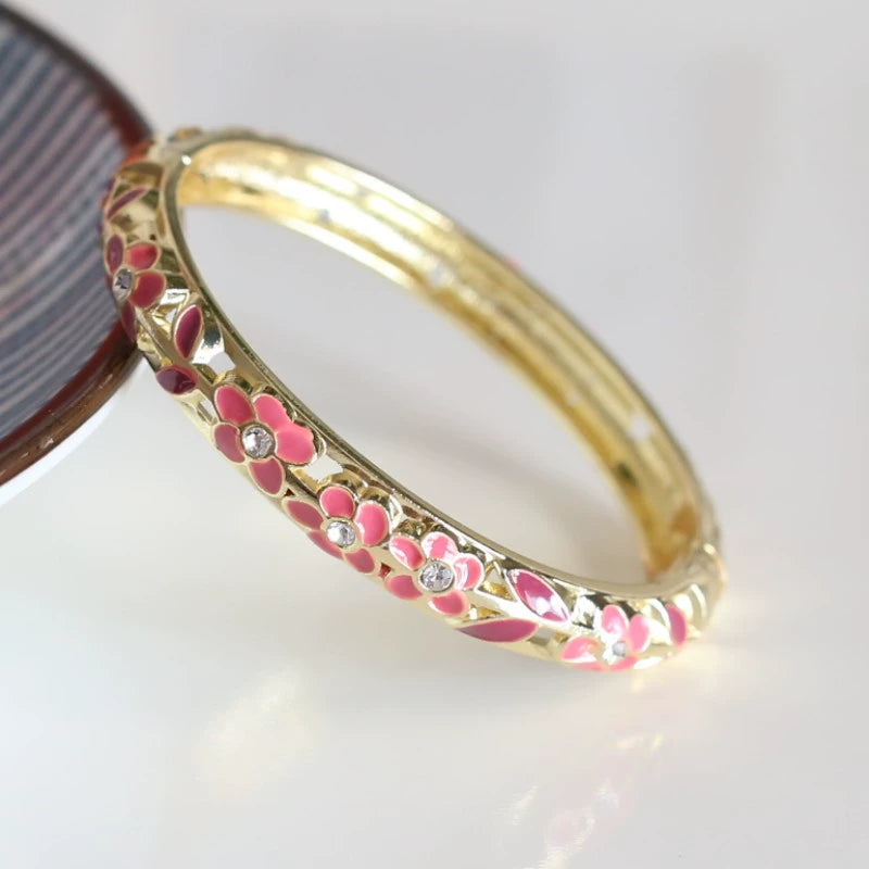Camiya Cloisonné Bloom Bracelet - Rose Red Style D [H9K7RSFH]