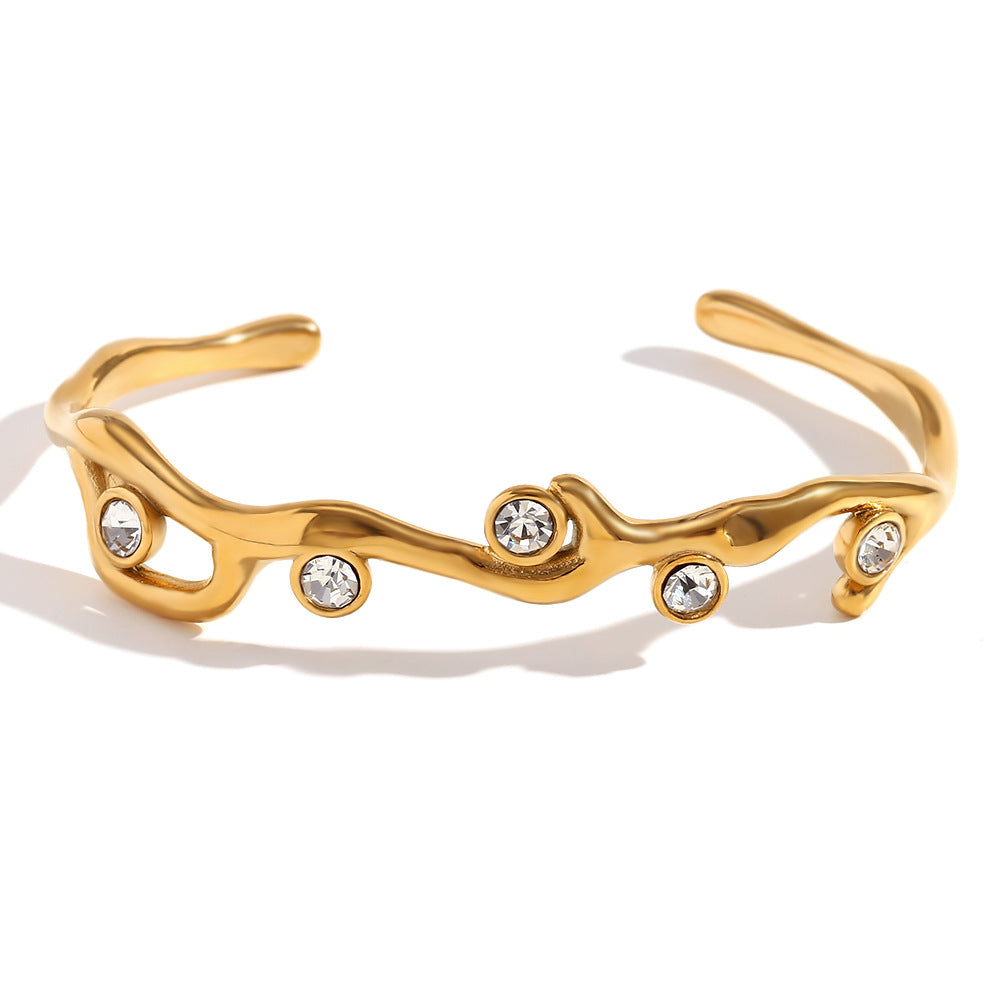 Ellieana Branch Diamond Bracelet - Branch White Diamond Bracelet - Gold [V4QS4KTV]