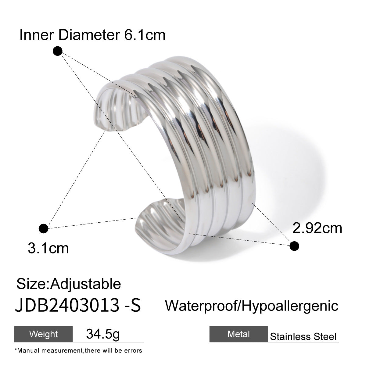 Jaelle Stainless Steel Bangle - Silver Tone 2 [A467HP0S]
