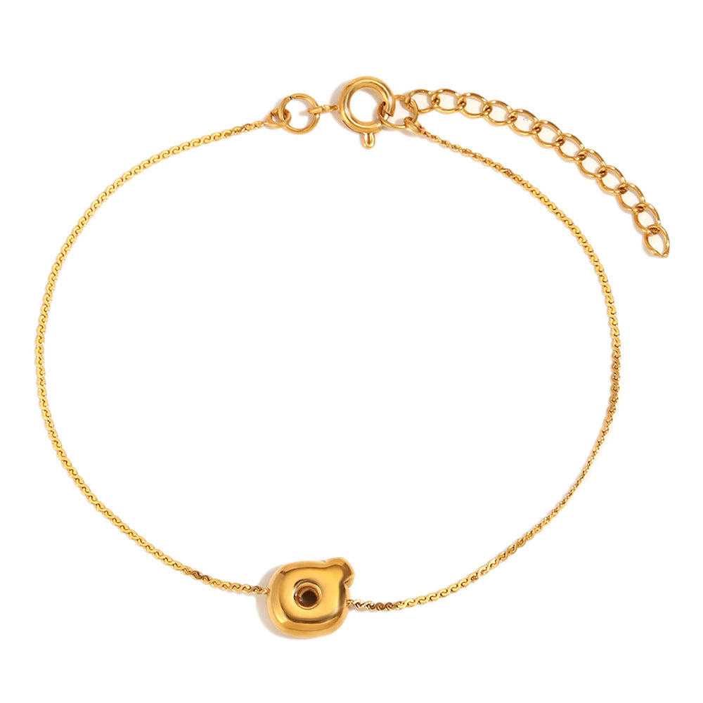 Ilah Bubble Letter Chain Bracelet - Bubble Letter Q - Gold [9B9YOI6R]