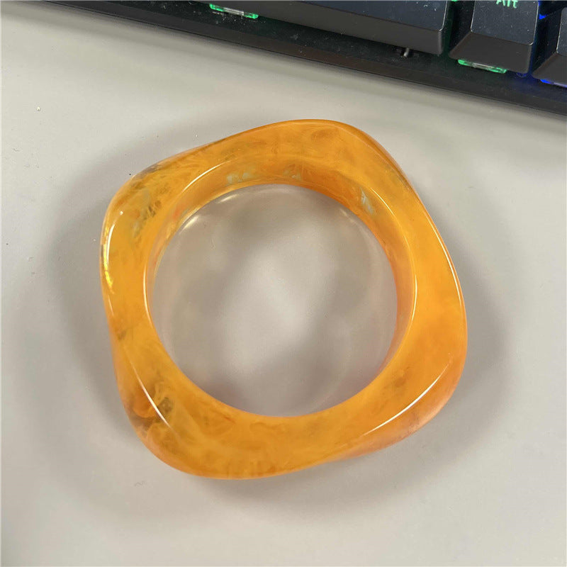 Francesca Marble Resin Bracelet - Trapezoid Square Orange (Thicker) [V5F5KXXV]