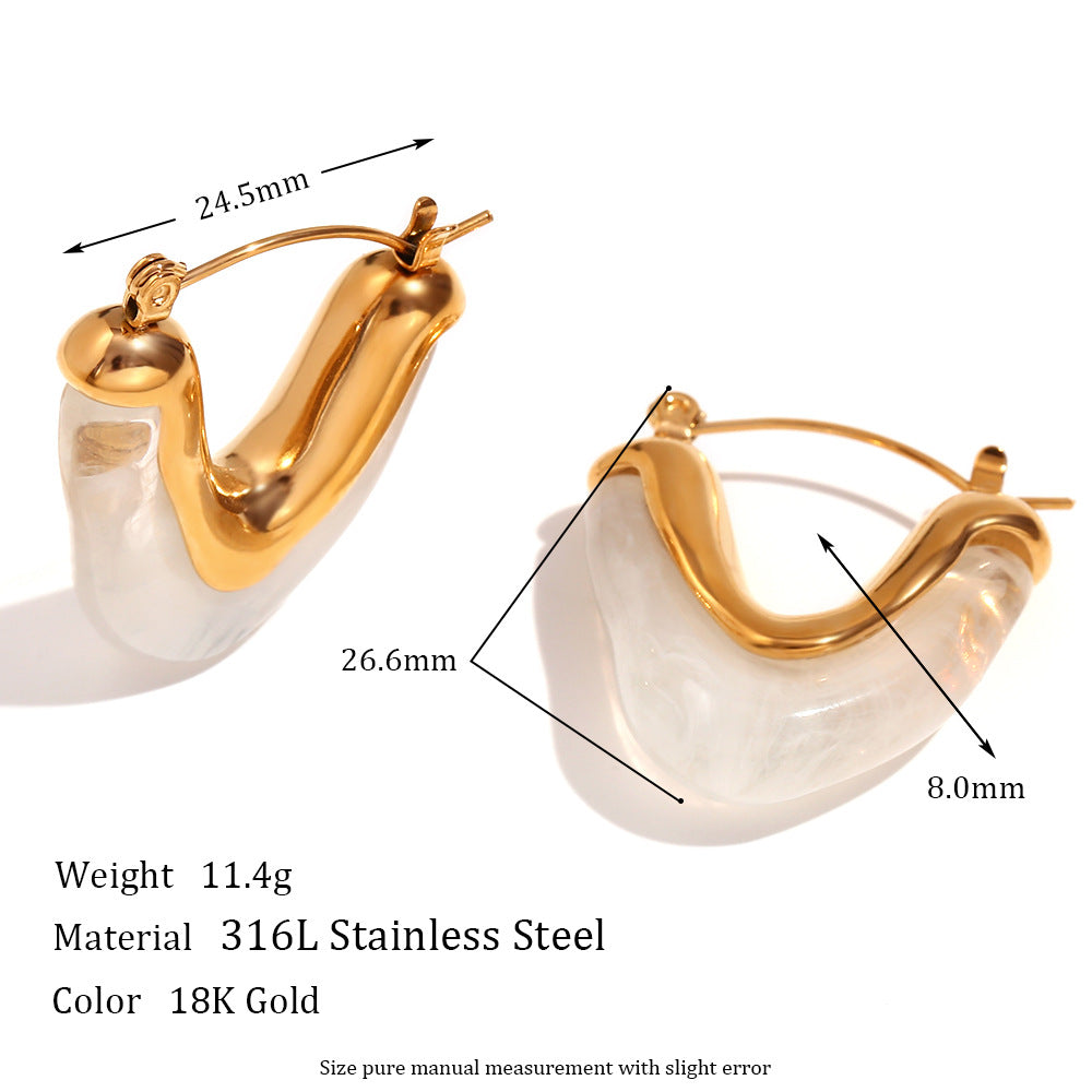 Jaimee Geometric Drop Earrings - Clear Gold Geometric [ODB01J7R]