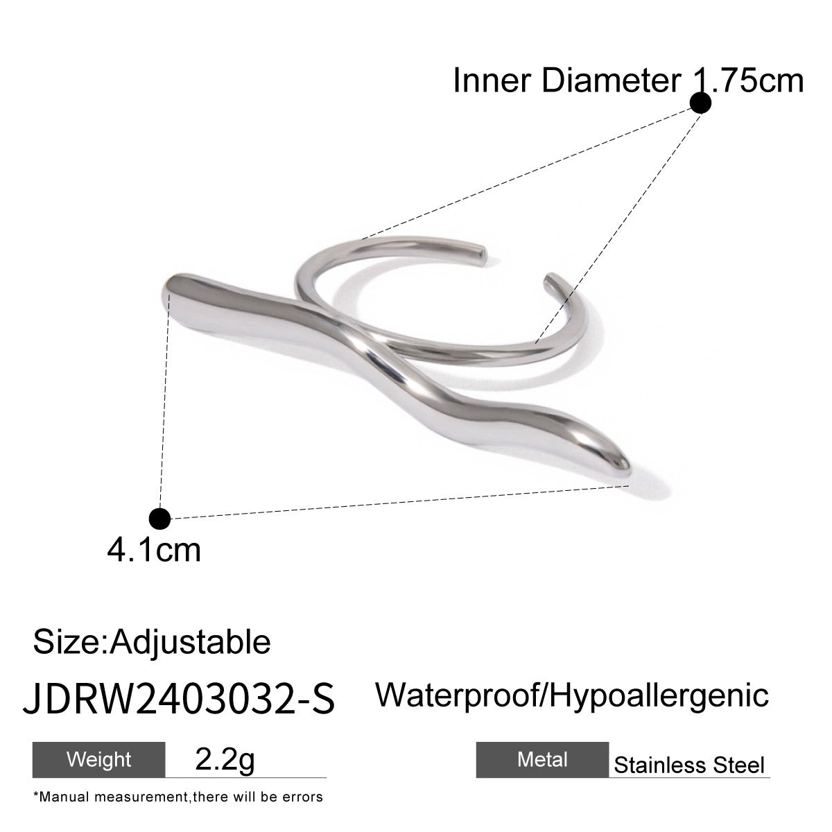 Nayelis Asymmetrical Open Ring - JDRW2403032-S [GL8WS16G]