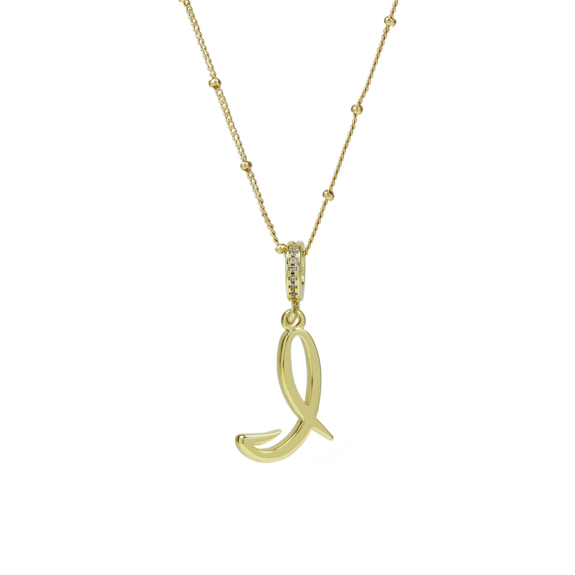 Frida Gold Cursive Initial Necklace - Gold I [03SIYJIK]