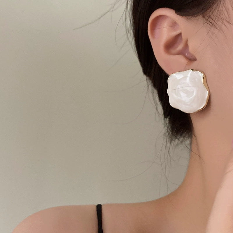 Courtney Asymmetric Glaze Earrings - Off-white [DC7R0COF]