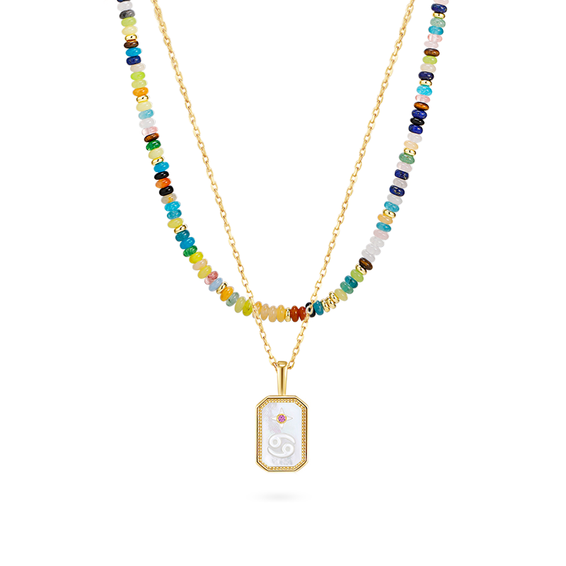 Gracy Rainbow Beaded Necklace - Rainbow Guardian + Cancer Necklace