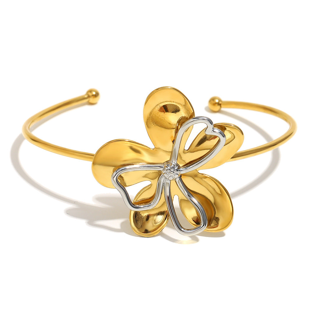 Della Delicate Floral Bracelet - Simple Line Flower Bracelet [2QBT300D]